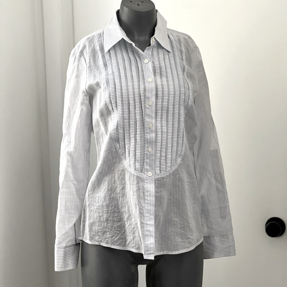 Banana Republic White Striped Blouse